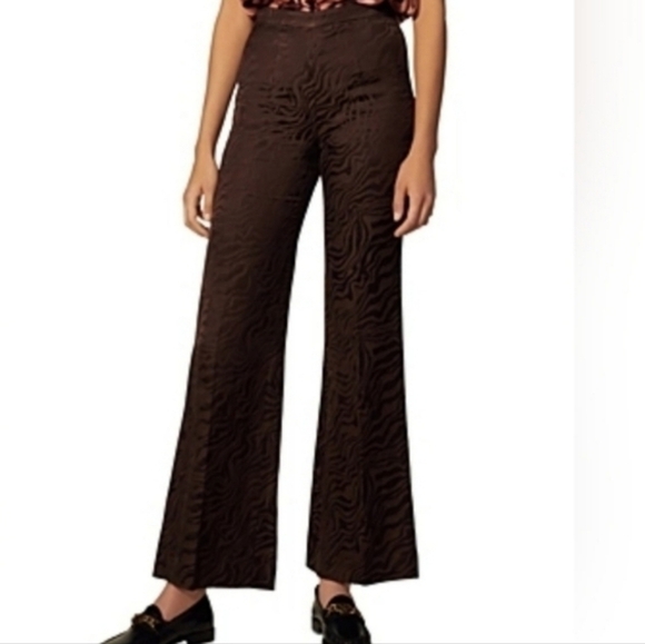 NWT SANDRO Come High Waisted Jacquard Pants size 34 - Picture 2 of 10